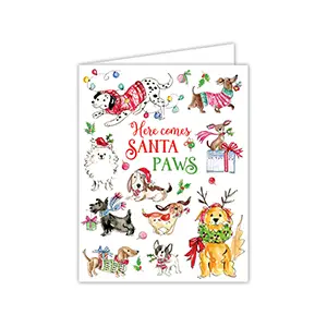 Here Comes Santa Paws Christmas Canines Greeting Card