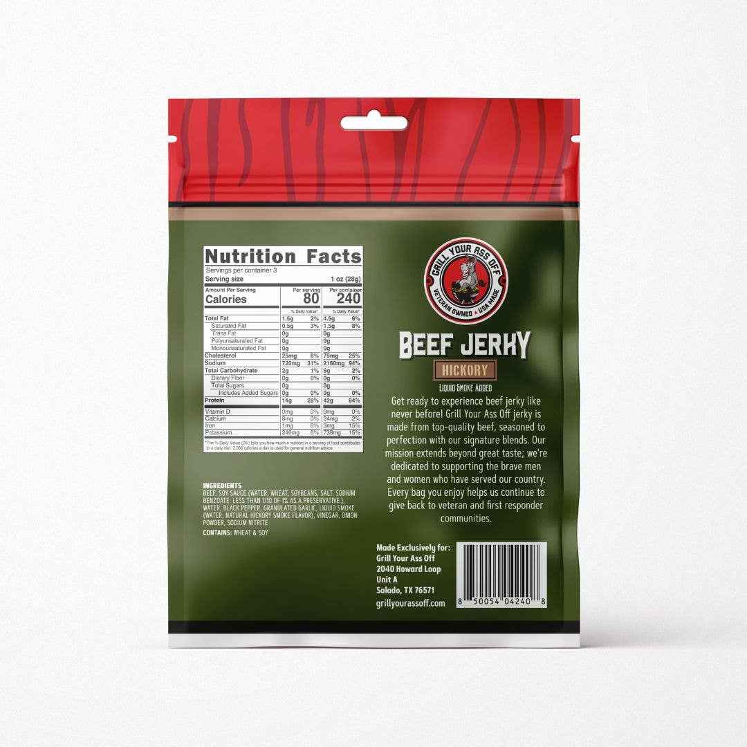 Hickory Beef Jerky 3oz Classic Smoky Flavor Meat Snack - Image 2