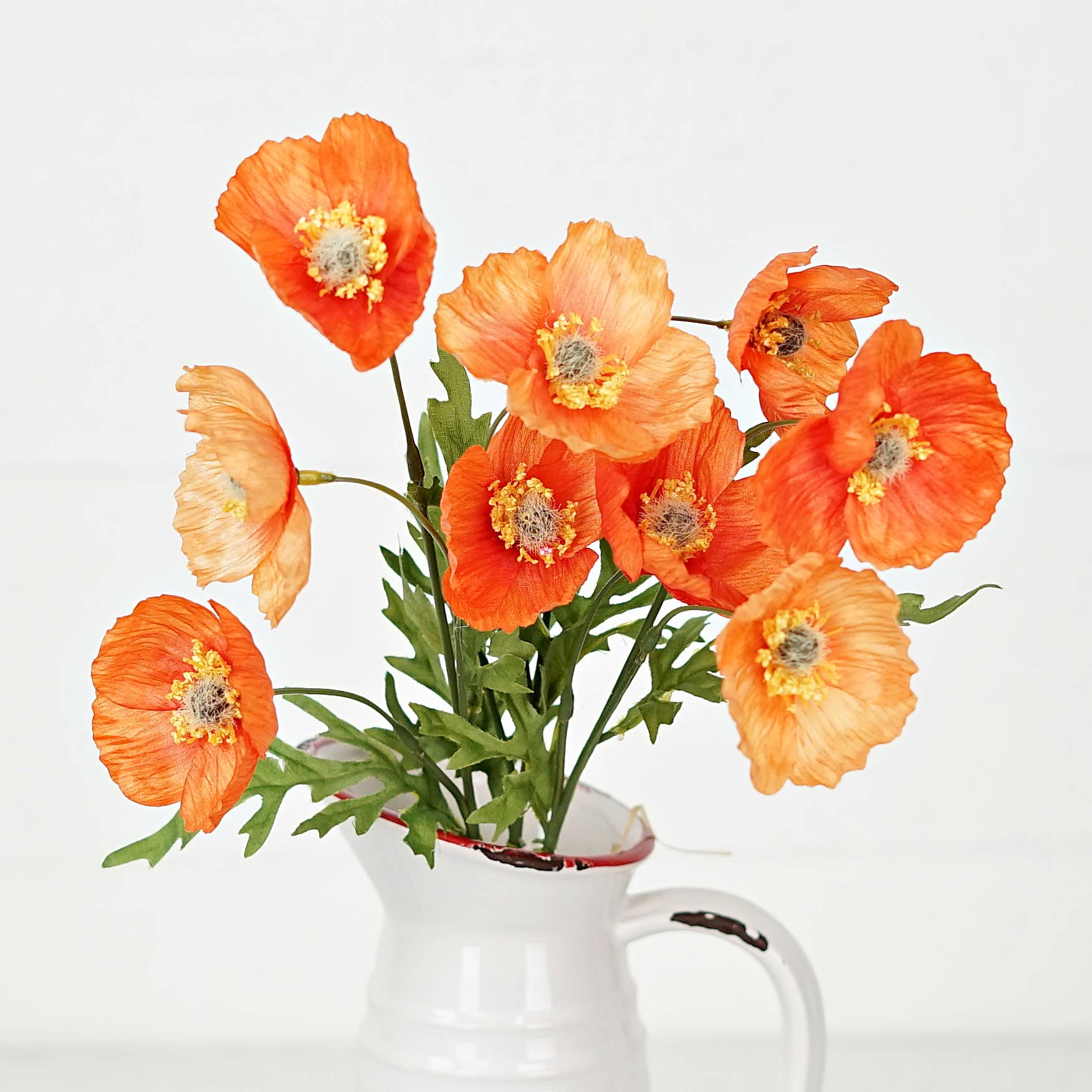 16inL Wrinkle Poppy Bush-Orange- - Image 4