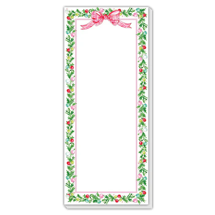 Holly Colorful Ornaments Skinny Notepad