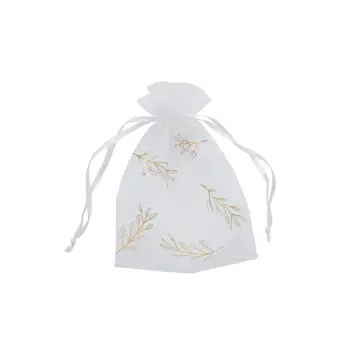 Gold Vine Organza Bags 10 Pack - Image 3