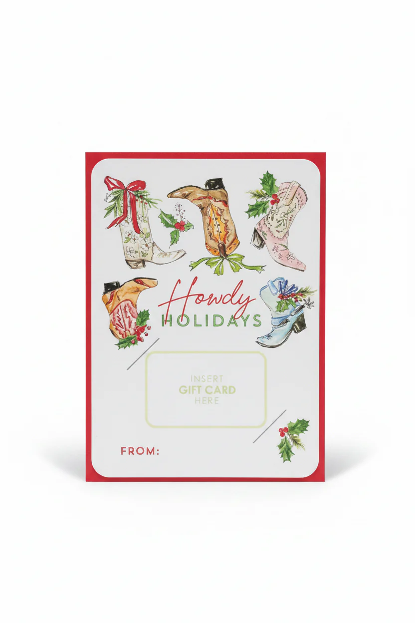 Howdy Holidays Christmas Boots Greeting Card