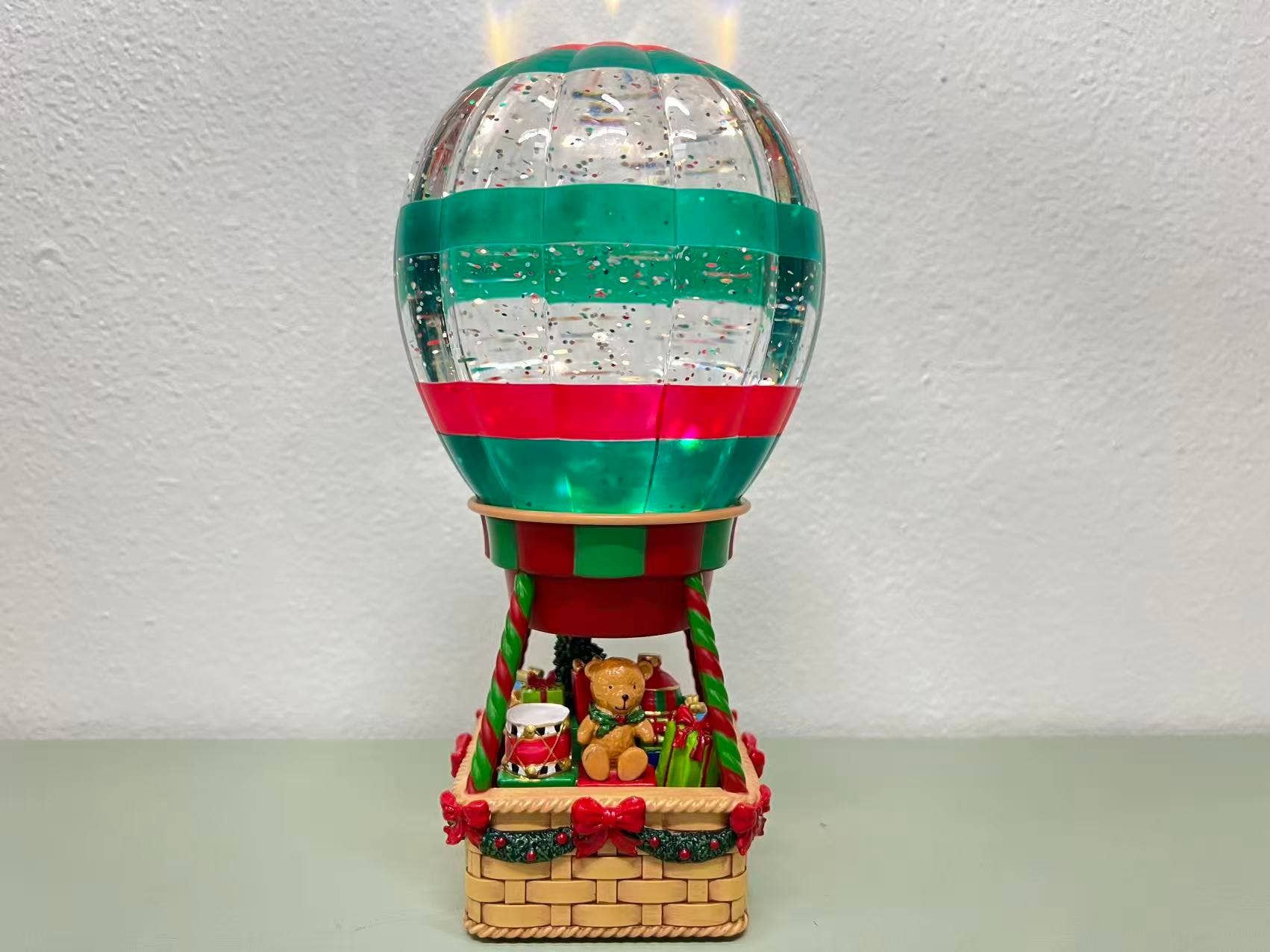 10" B/O Lighted Bear Balloon Glitter Globe Christmas Decor - Image 2