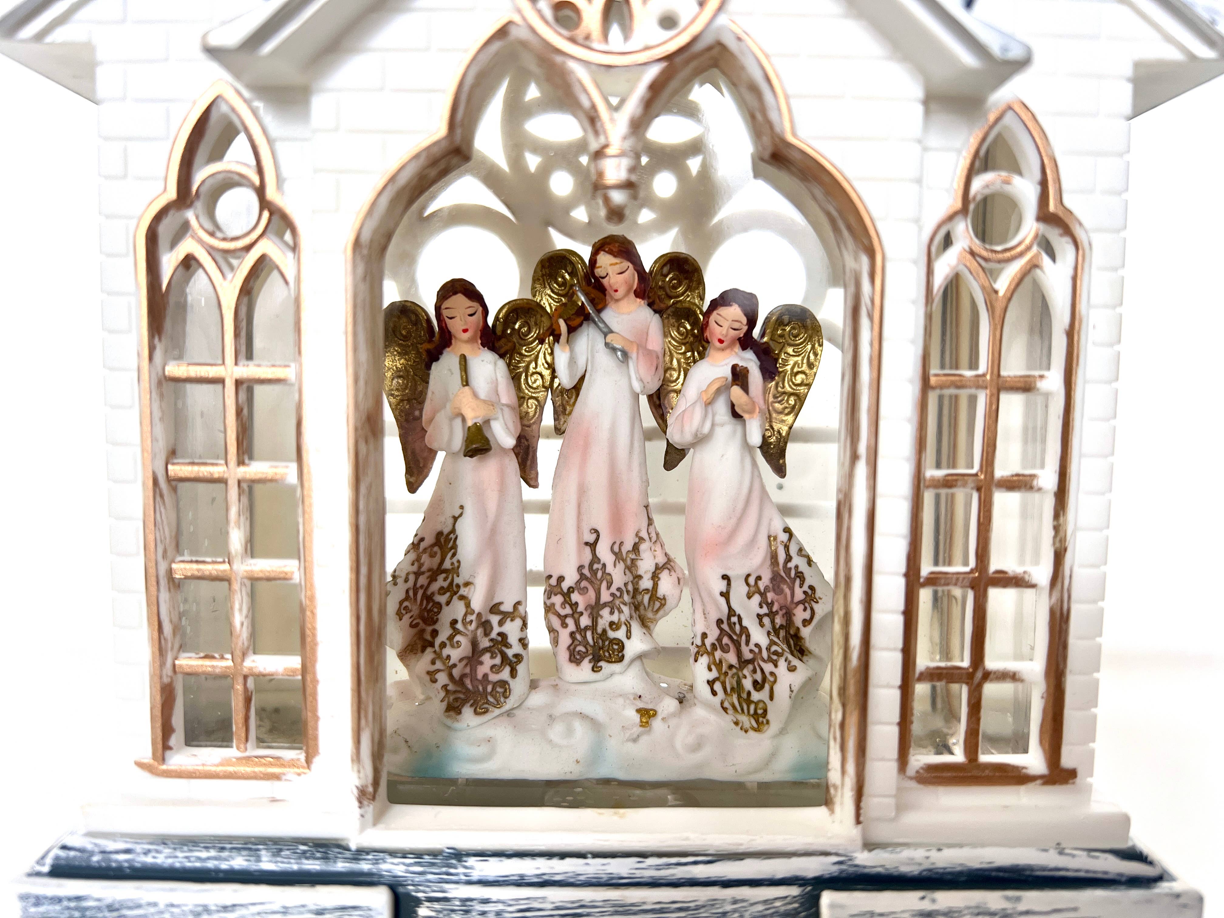 11" B/O Lighted Angel Church Glitter Globe - Nativity Decor - Image 3