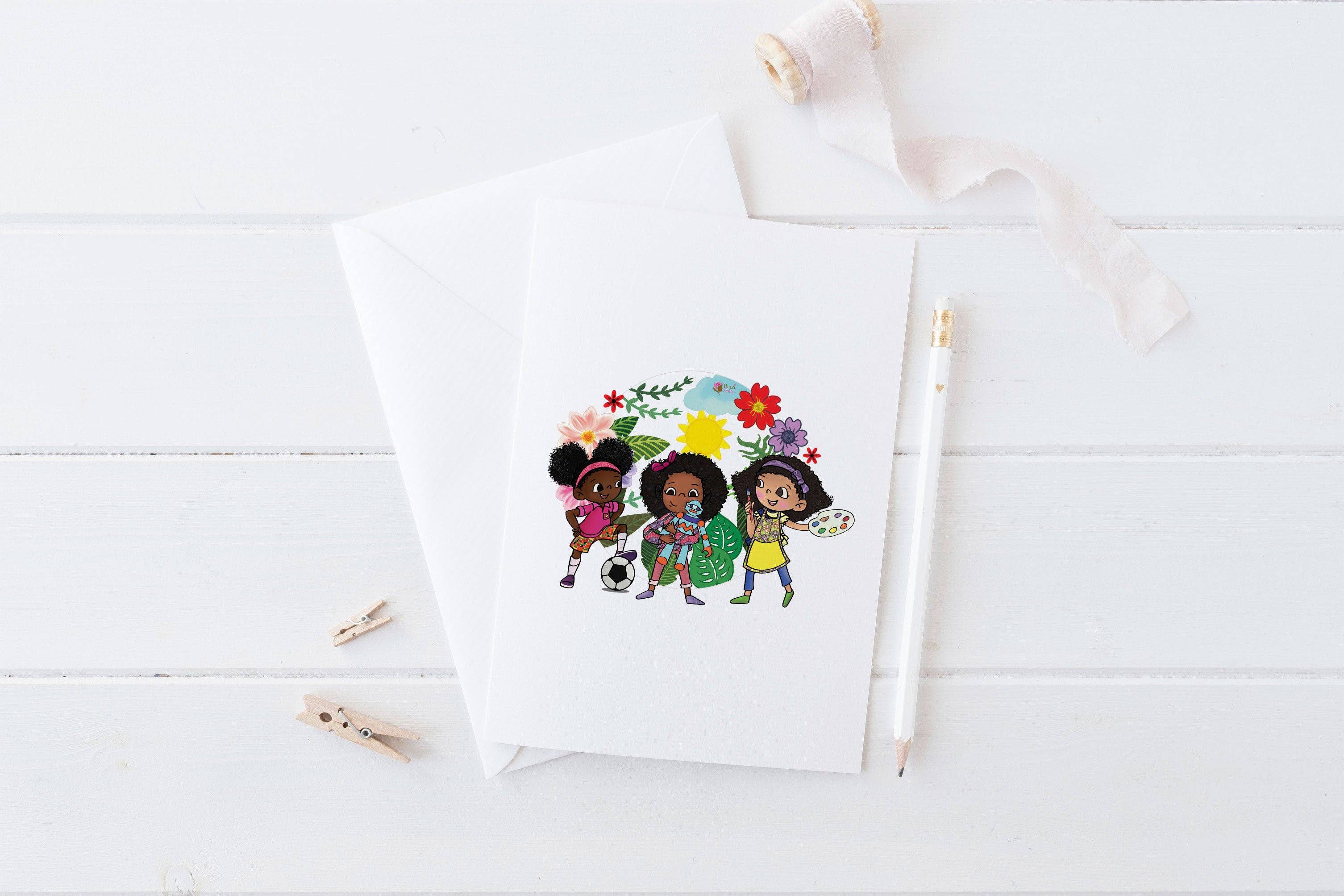 Ikuzi Dolls Blank Greeting Card