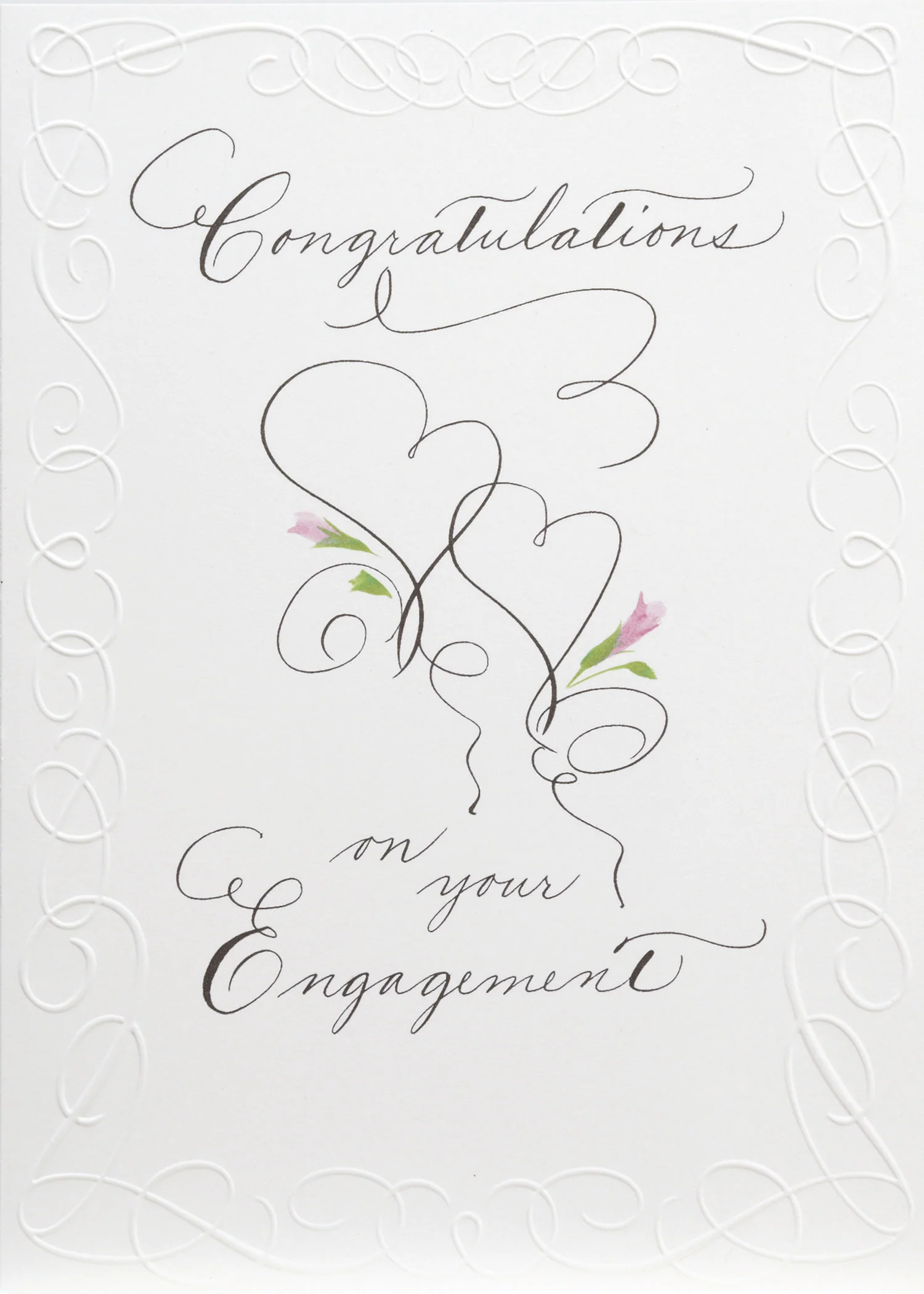 Swirl Hearts Engagement Greeting Card