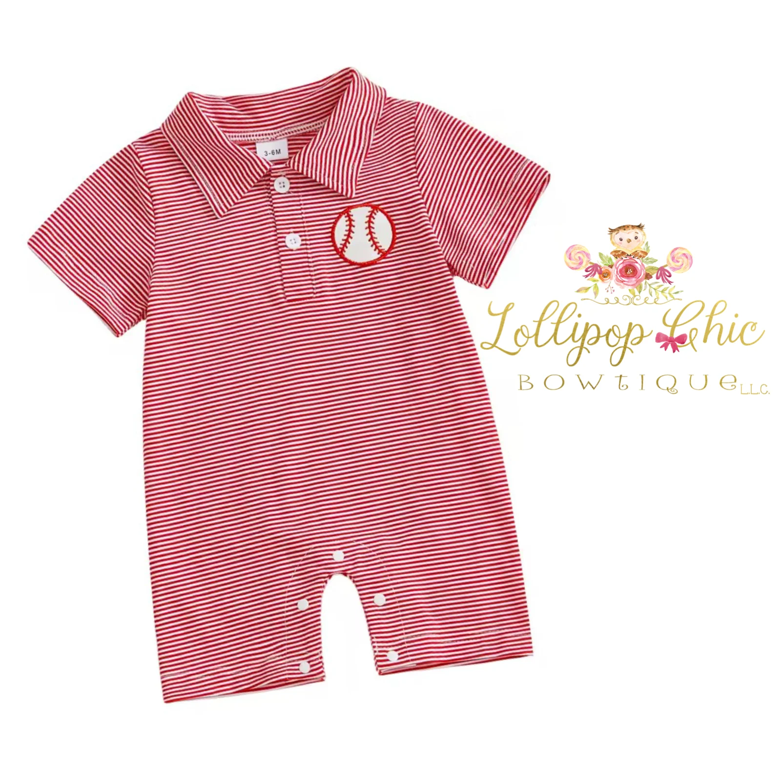 Infant Baby Boy Embordered Baseball Romper: 12-18M