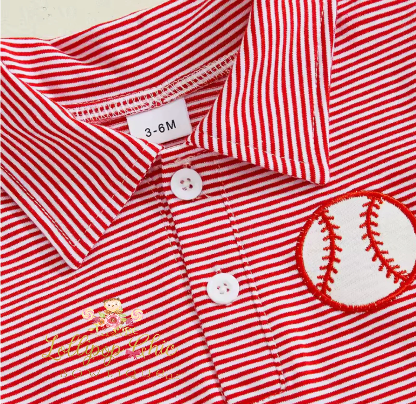 Infant Baby Boy Embordered Baseball Romper: 12-18M - Image 2
