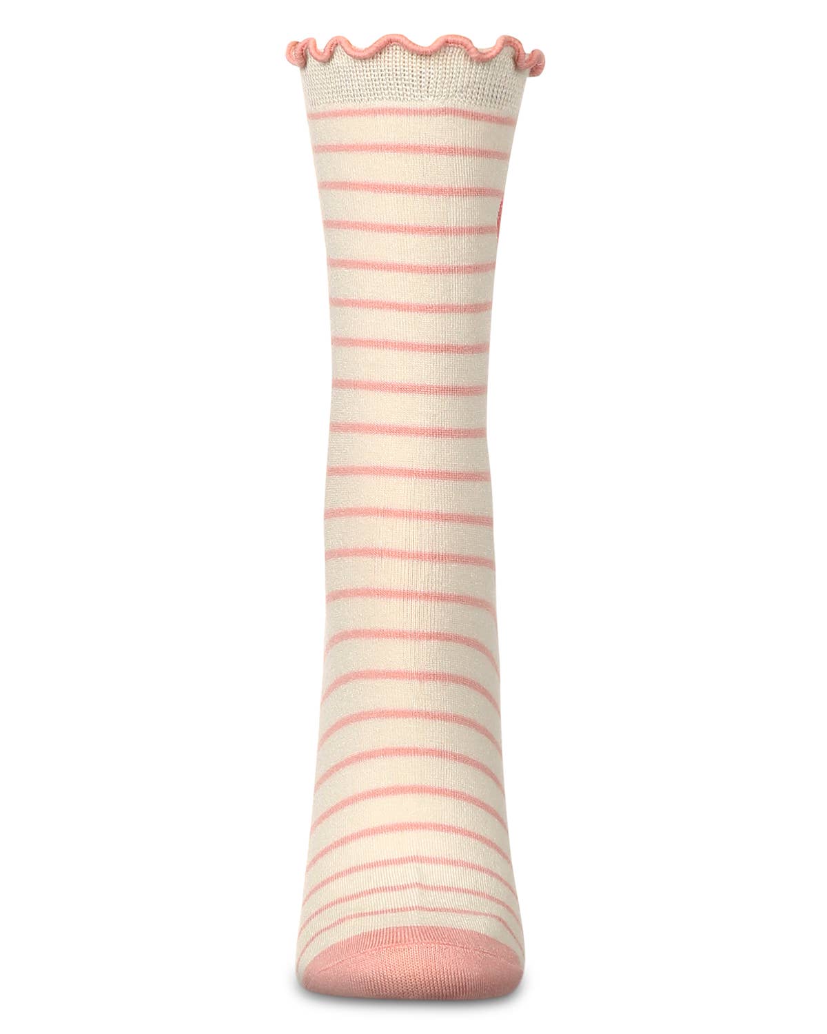Women's Embroidered Heart Striped Crew Socks - Image 2