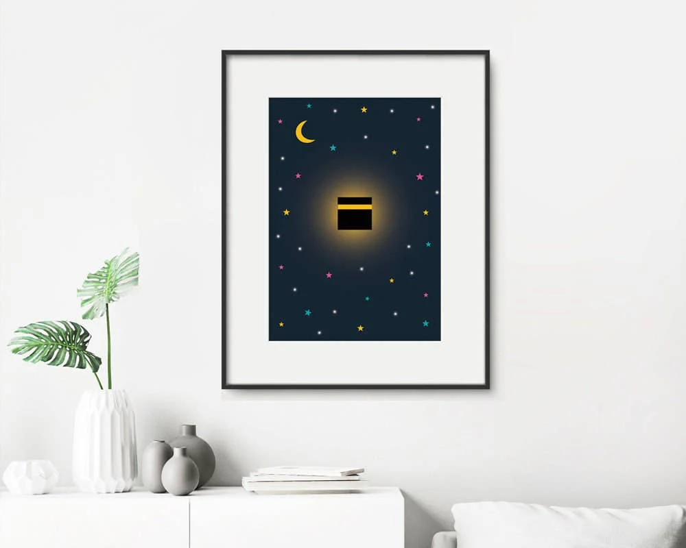 Kaaba at Midnight A4 Print Islamic Art Home Decor