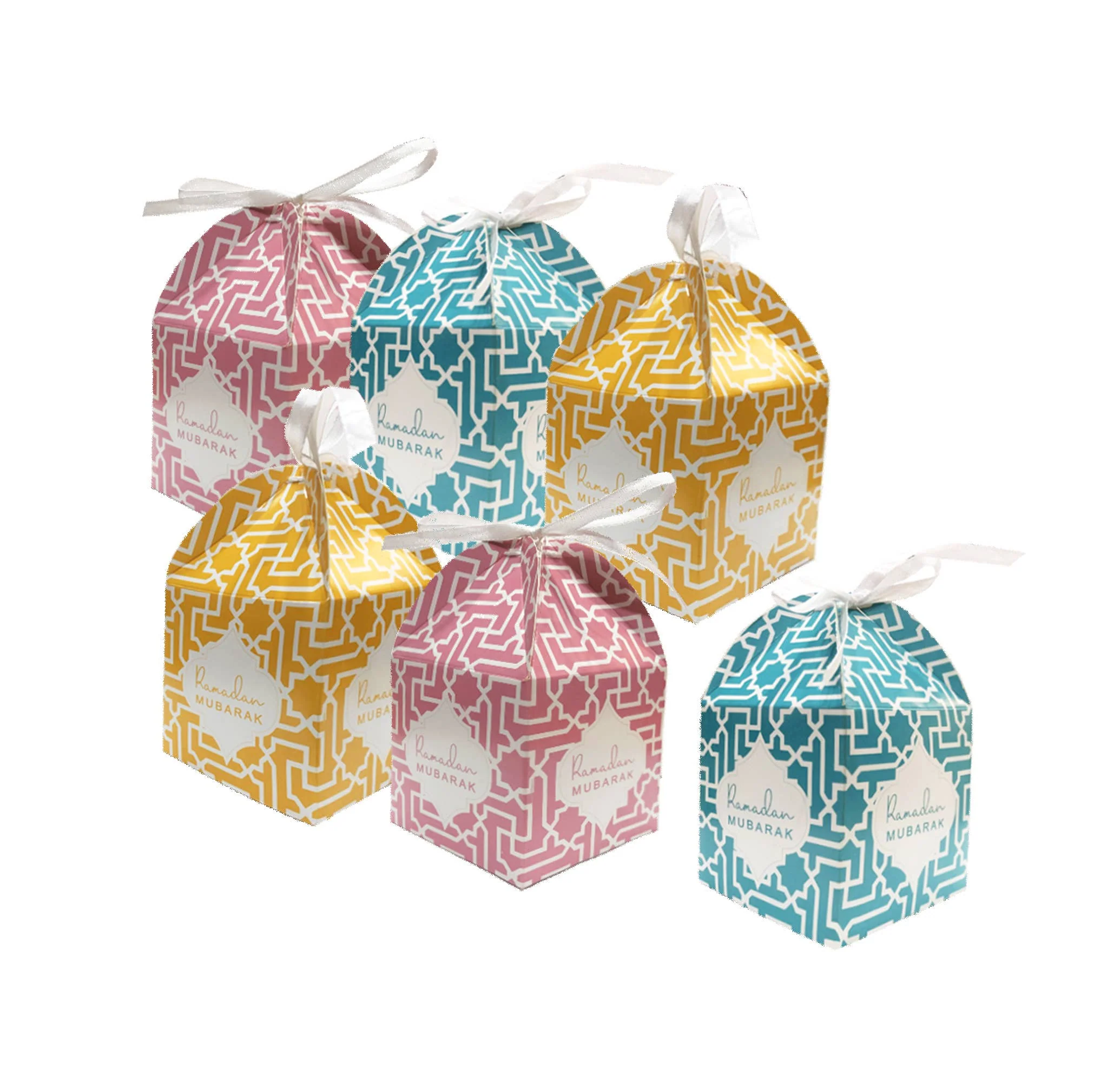 Ramadan Mubarak Gift / Favour Boxes - Pack of 6 - Pastel