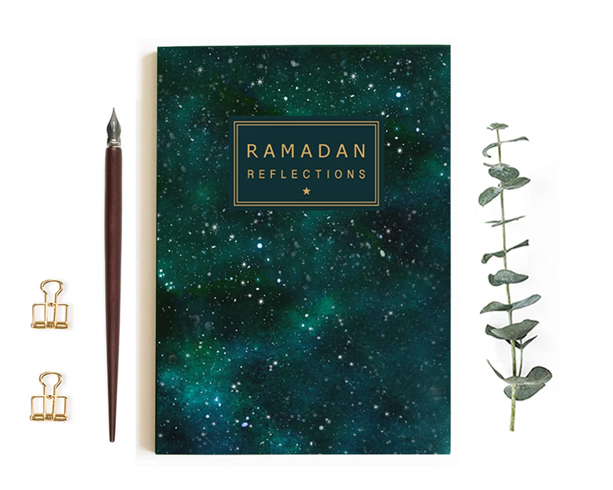 Ramadan Reflections Journal in Gold Foil, A5 Islamic Notebook, Planner