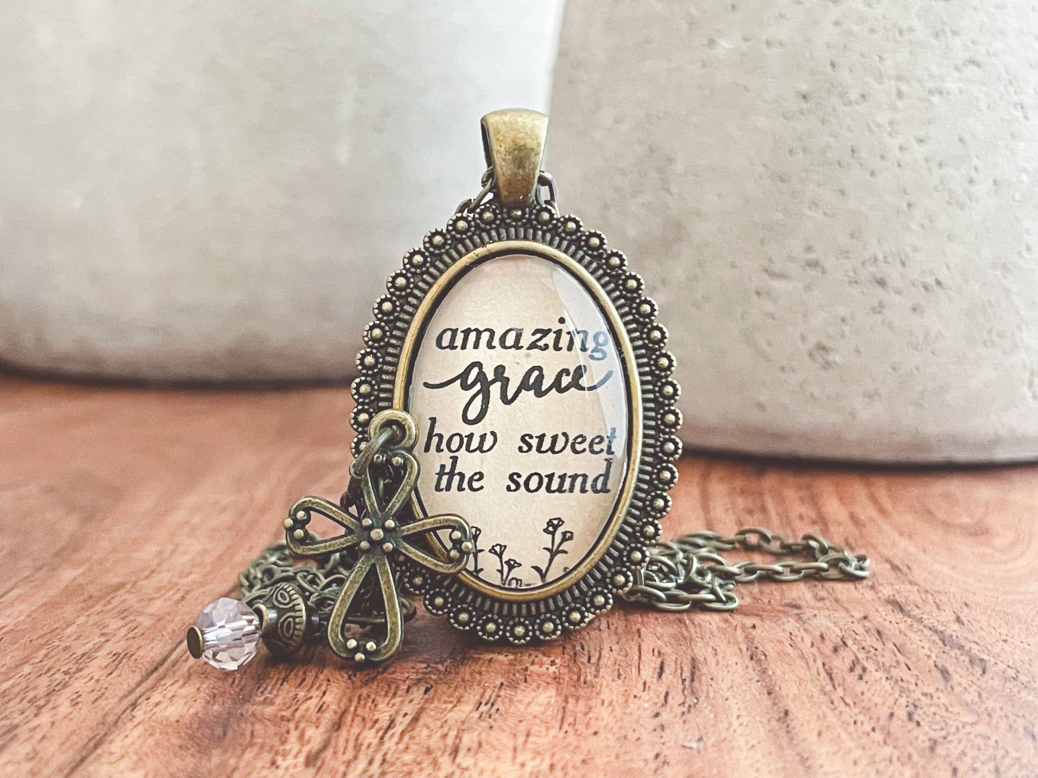 Amazing Grace hymn necklace Christian jewelry