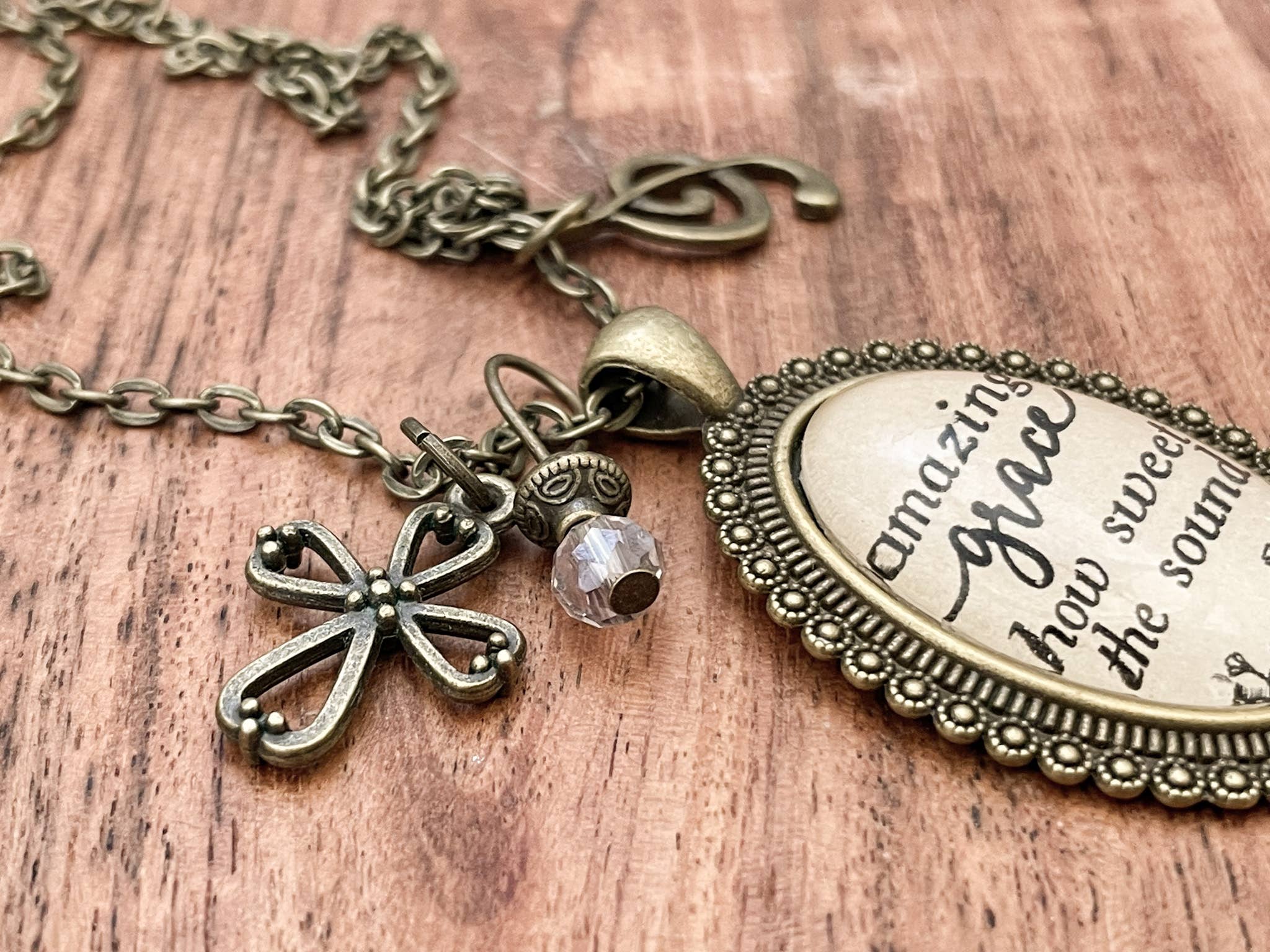 Amazing Grace hymn necklace Christian jewelry - Image 3