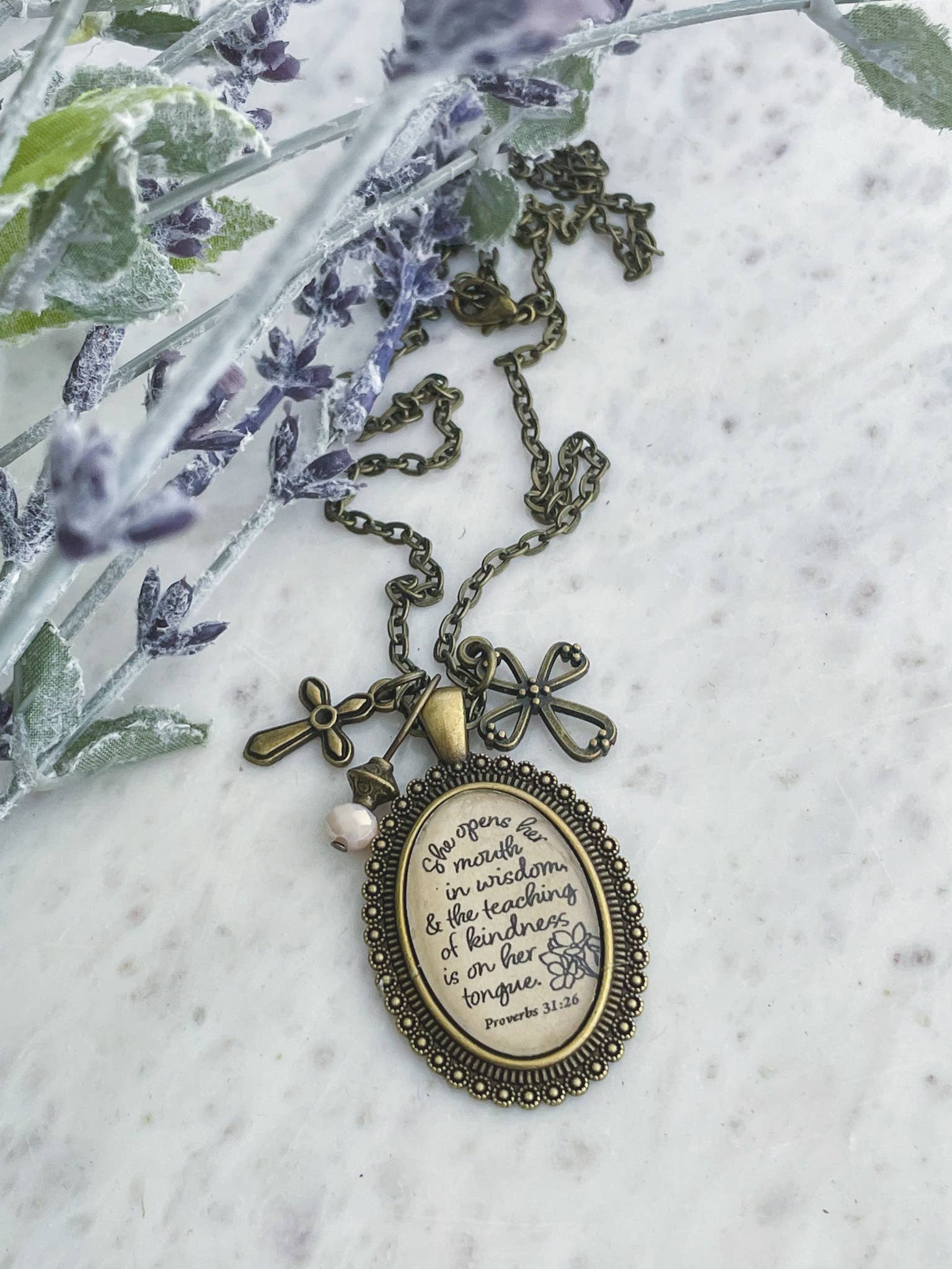 Proverbs 31:26 necklace for Christian boutique Mother's Day - Image 3