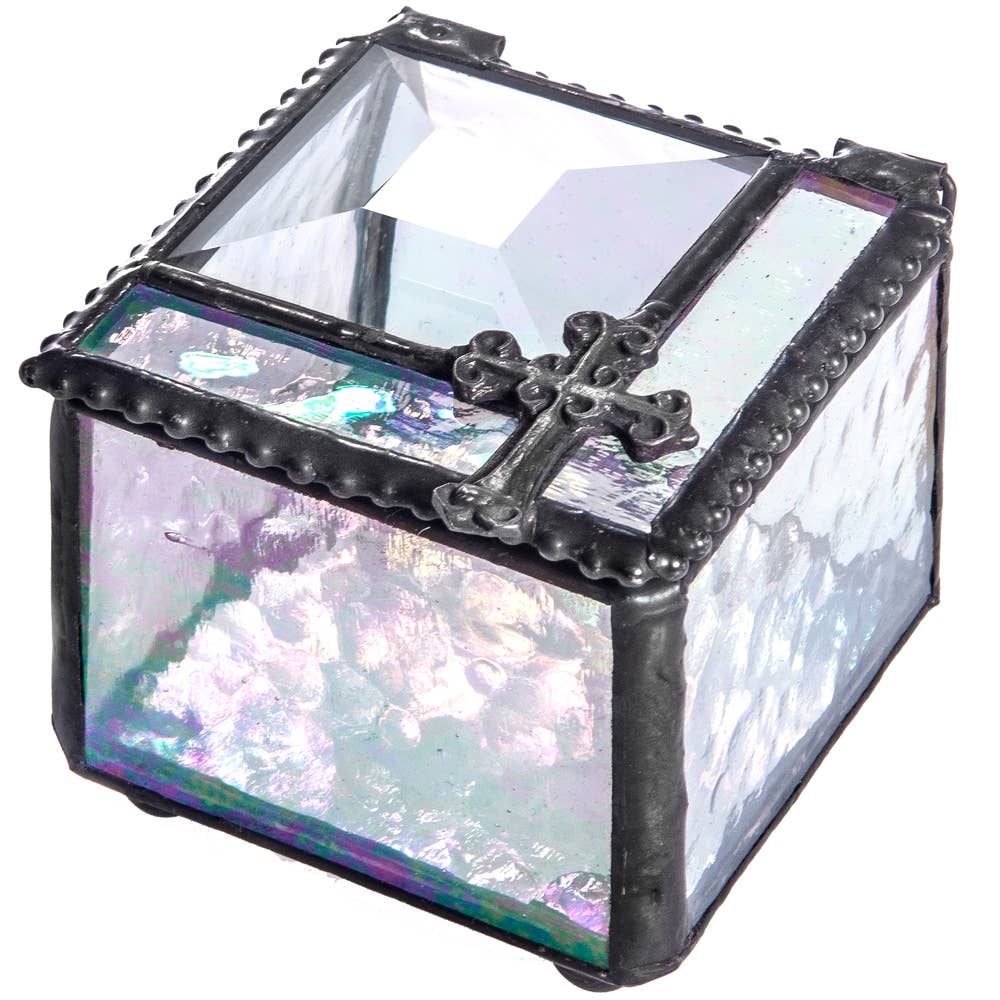 Clear Stained Glass Rosary Box - Image 2