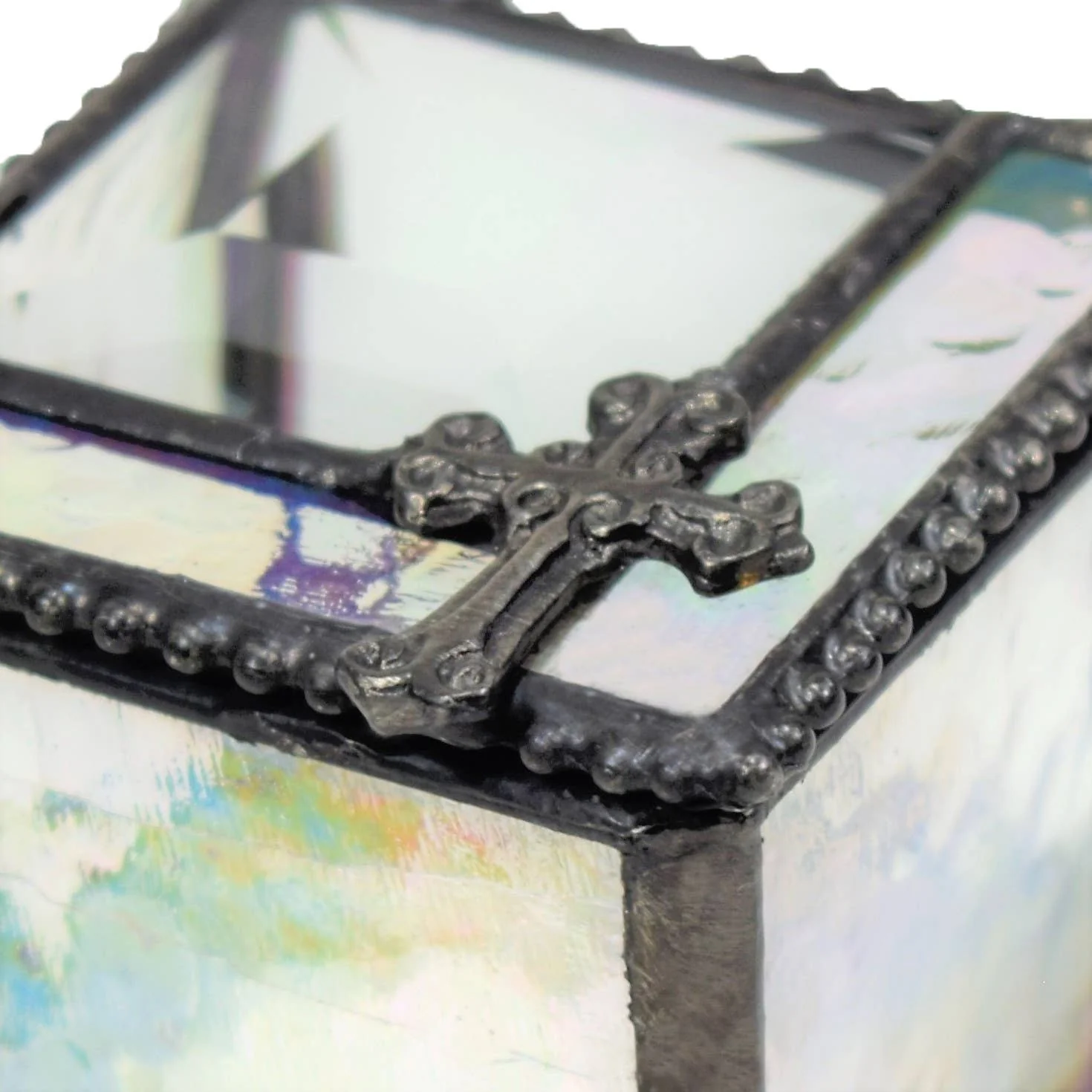 Clear Stained Glass Rosary Box - Image 3