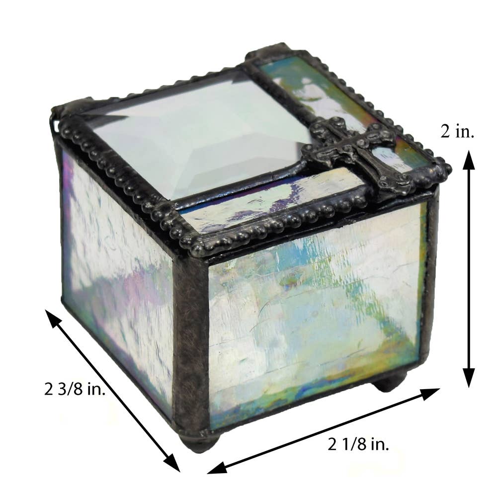 Clear Stained Glass Rosary Box - Image 4