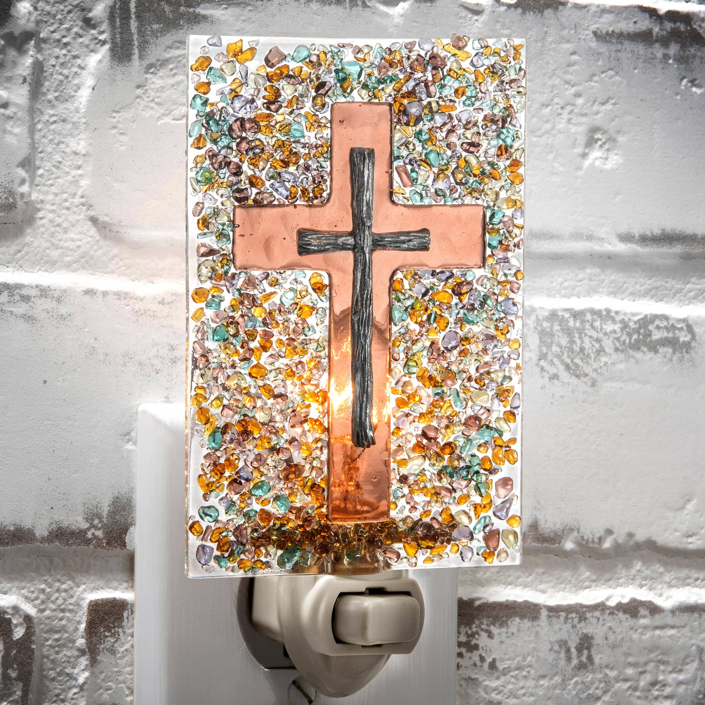 Cross Night Light Fused Stained Glass