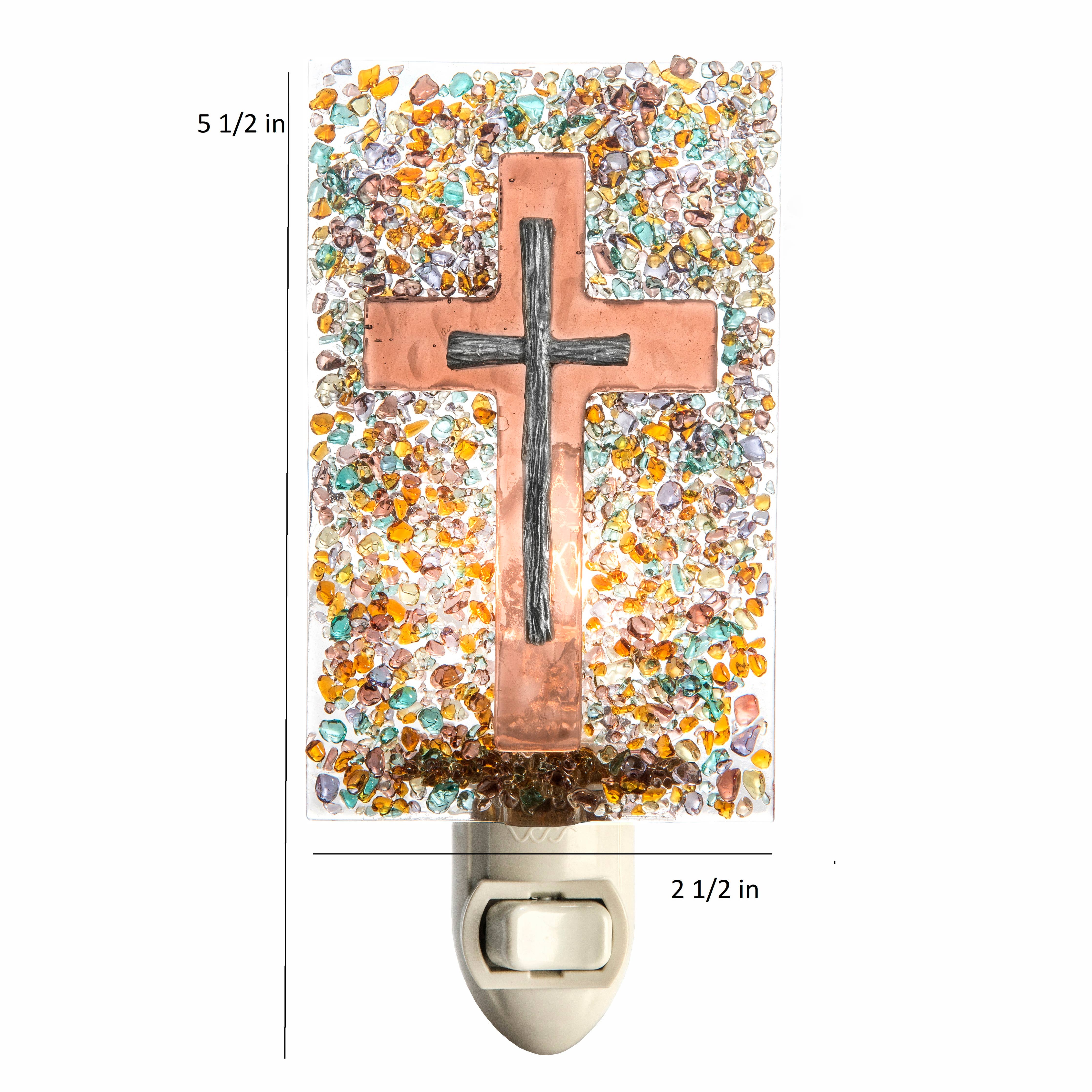 Cross Night Light Fused Stained Glass - Image 2