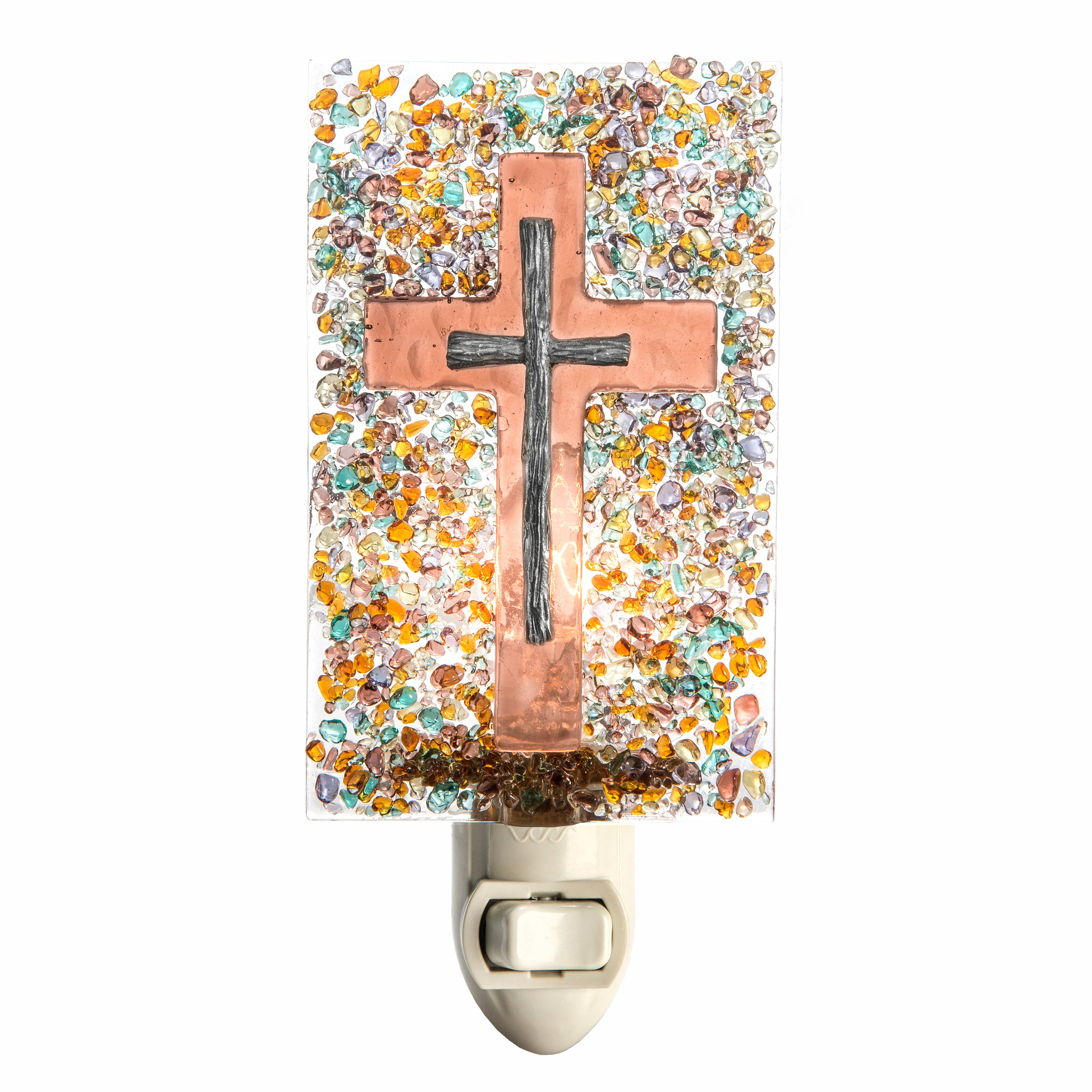 Cross Night Light Fused Stained Glass - Image 4