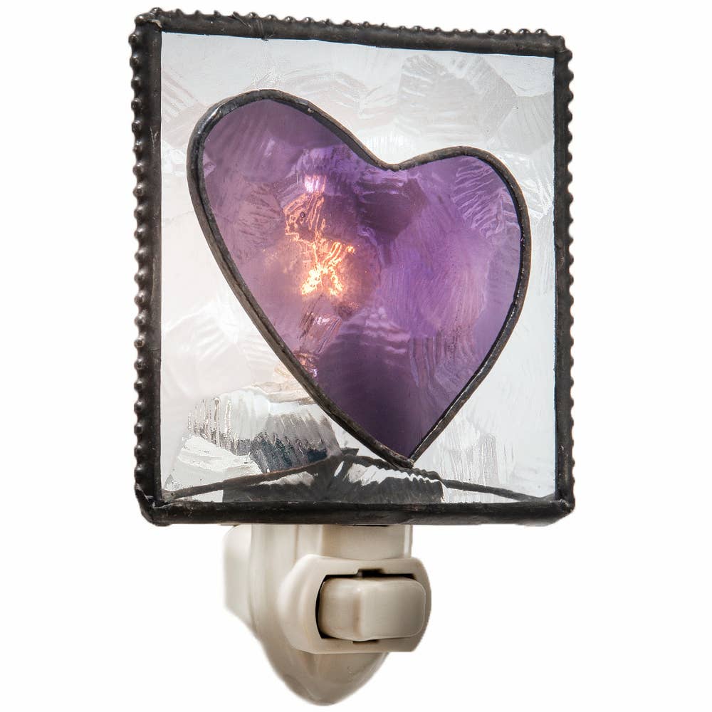 Heart Night Light Purple Stained Glass - Image 2