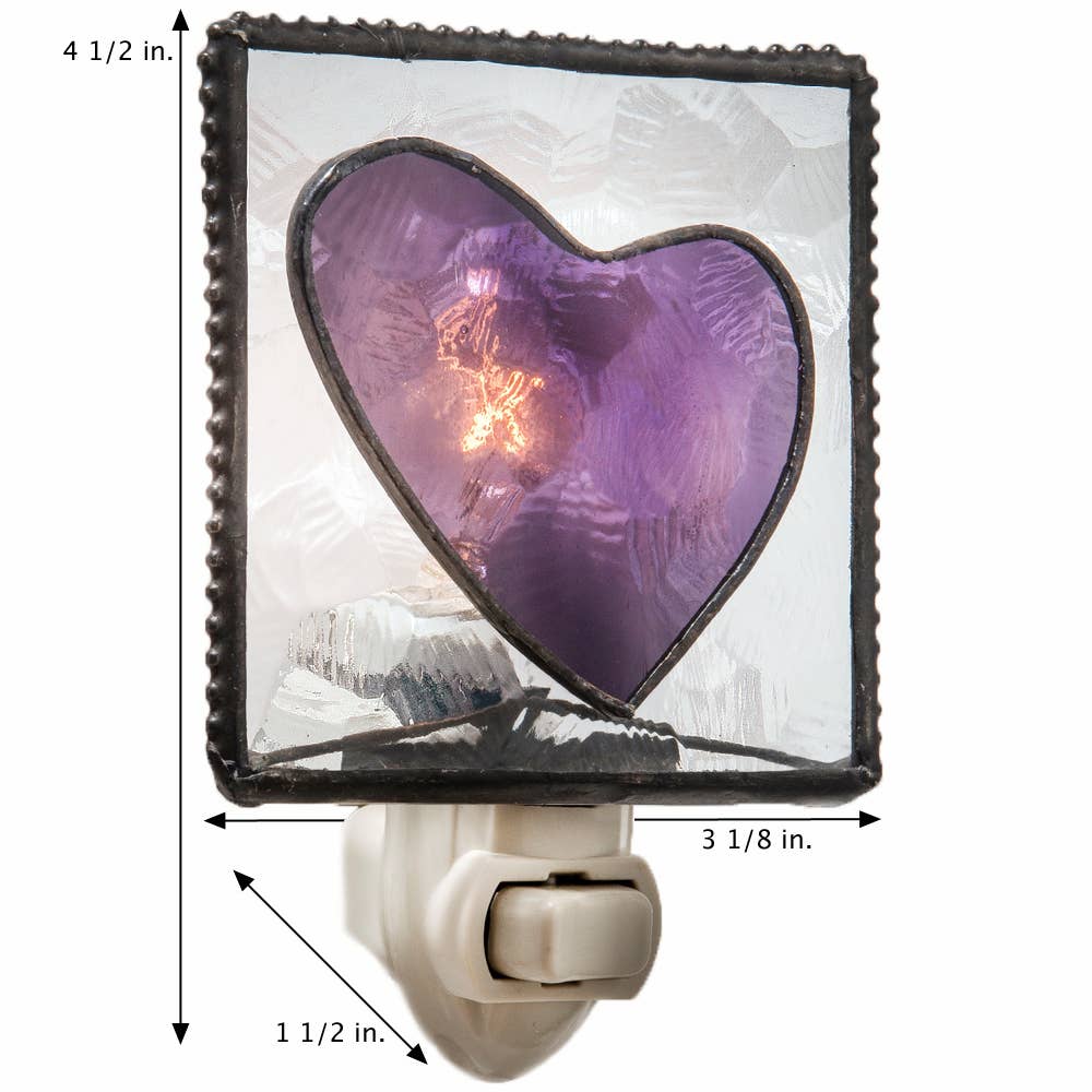 Heart Night Light Purple Stained Glass - Image 3