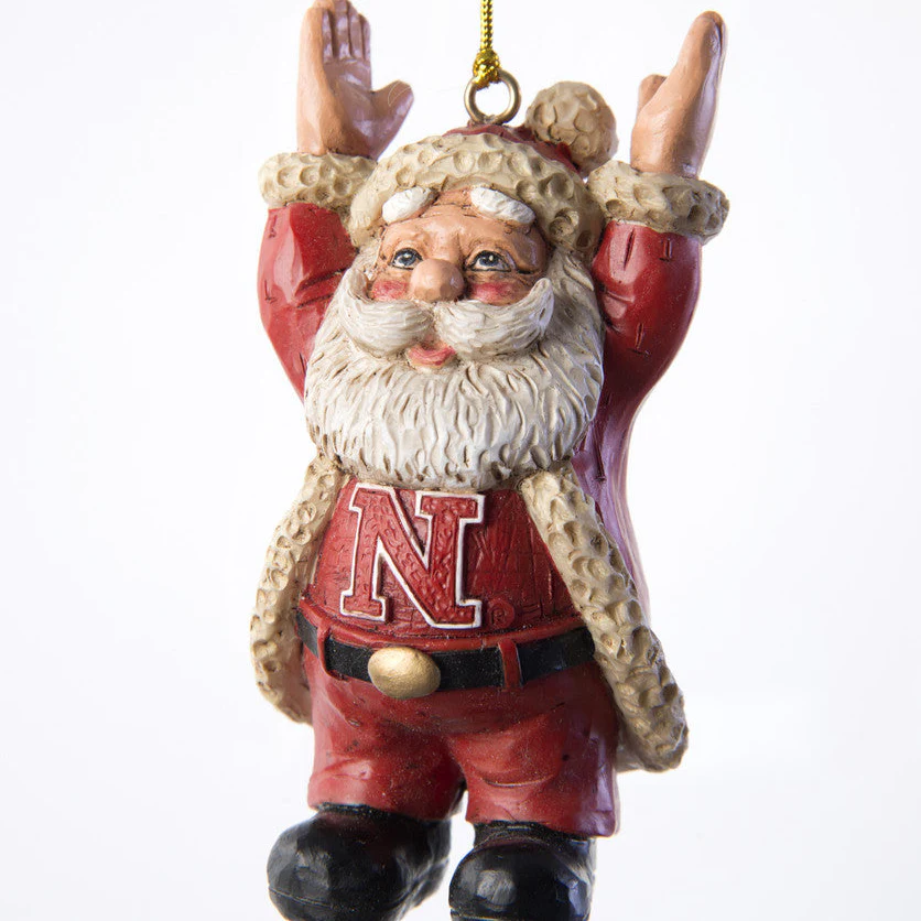 Nebraska Touchdown Santa Ornament