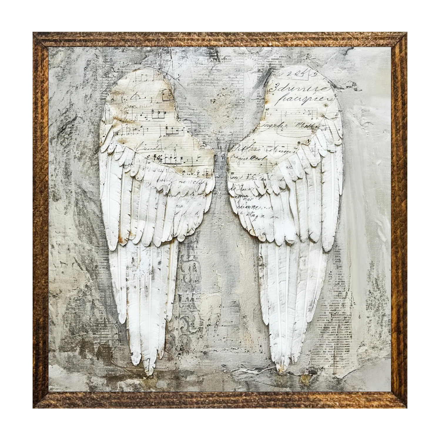 Jarmz Designs - 7"x7" WOOD FRAMED CANVAS SHELF SITTER-ANGEL WINGS 2