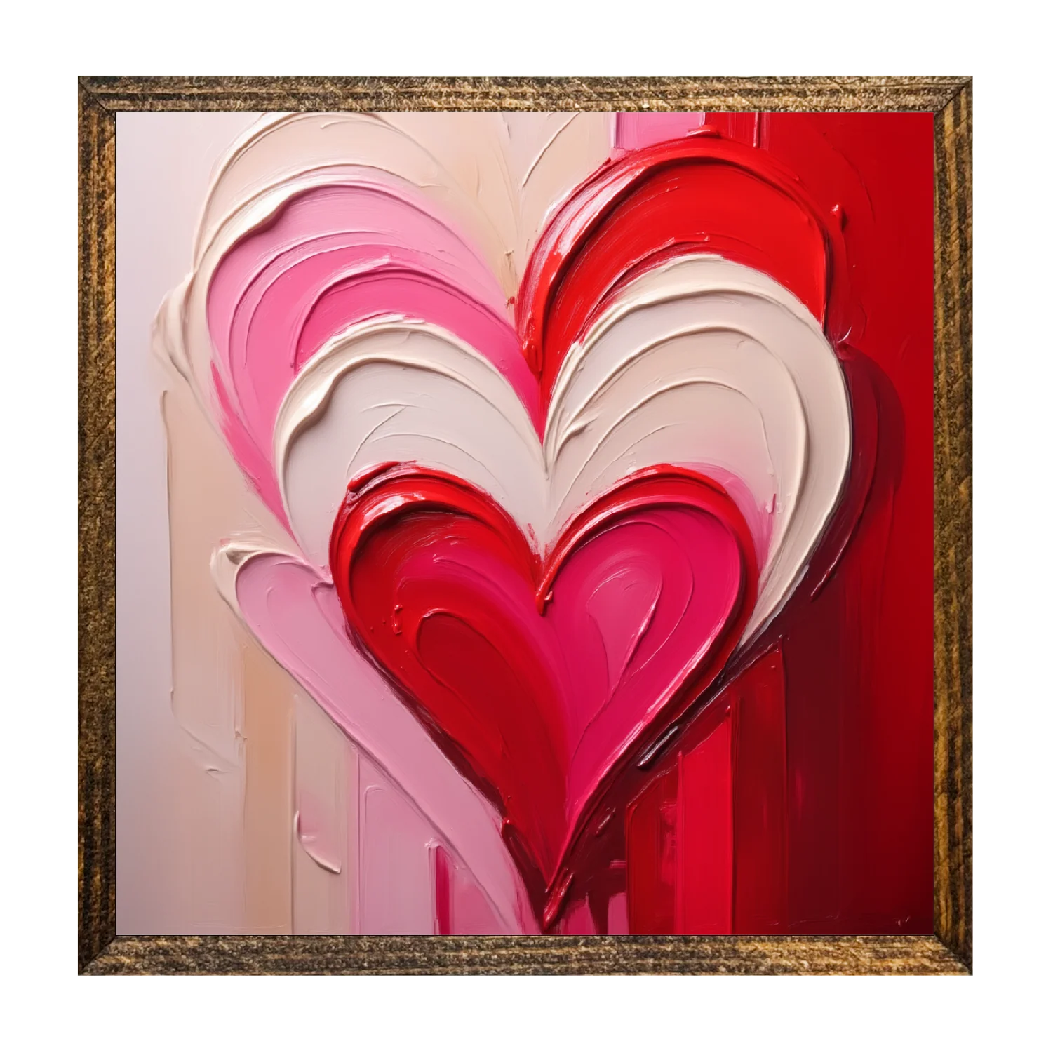 Jarmz Designs - 7"x7" WOOD FRAMED CANVAS SHELF SITTER-LAYERED HEARTS