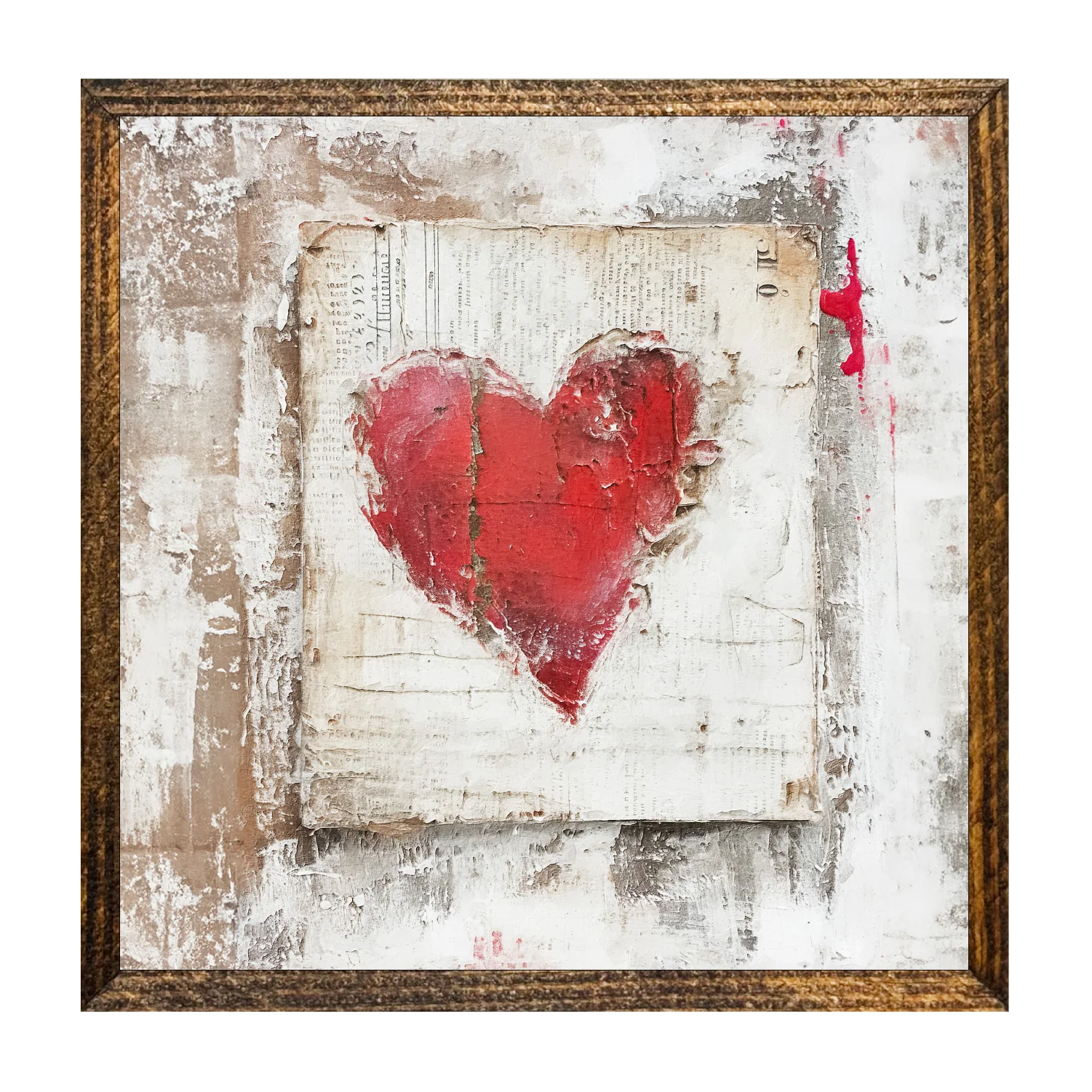 Jarmz Designs - 7"x7" WOOD FRAMED CANVAS SHELF SITTER-RED HEART 1