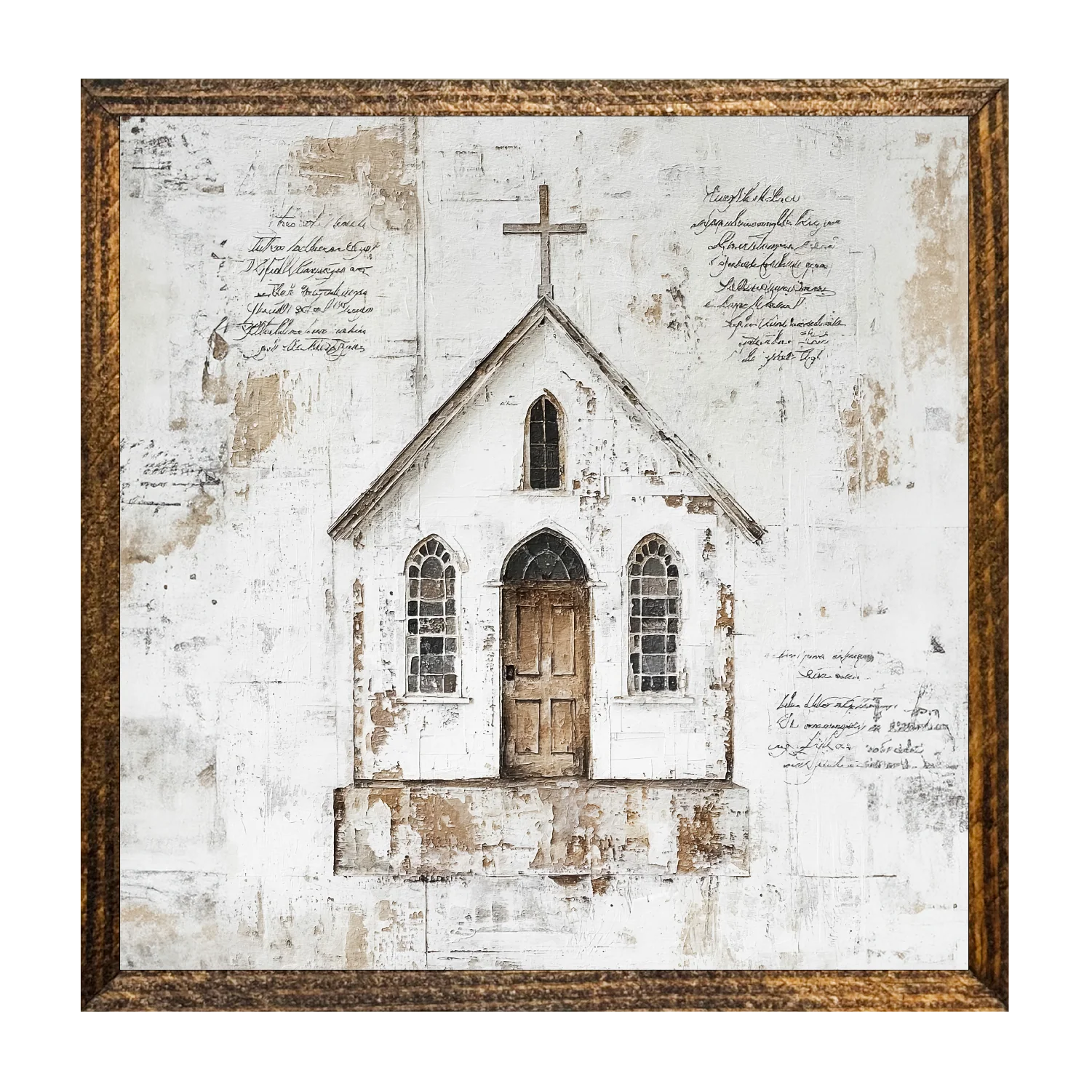 Jarmz Designs - 7"x7" WOOD FRAMED CANVAS SHELF SITTER-WHITE CHURCH 3