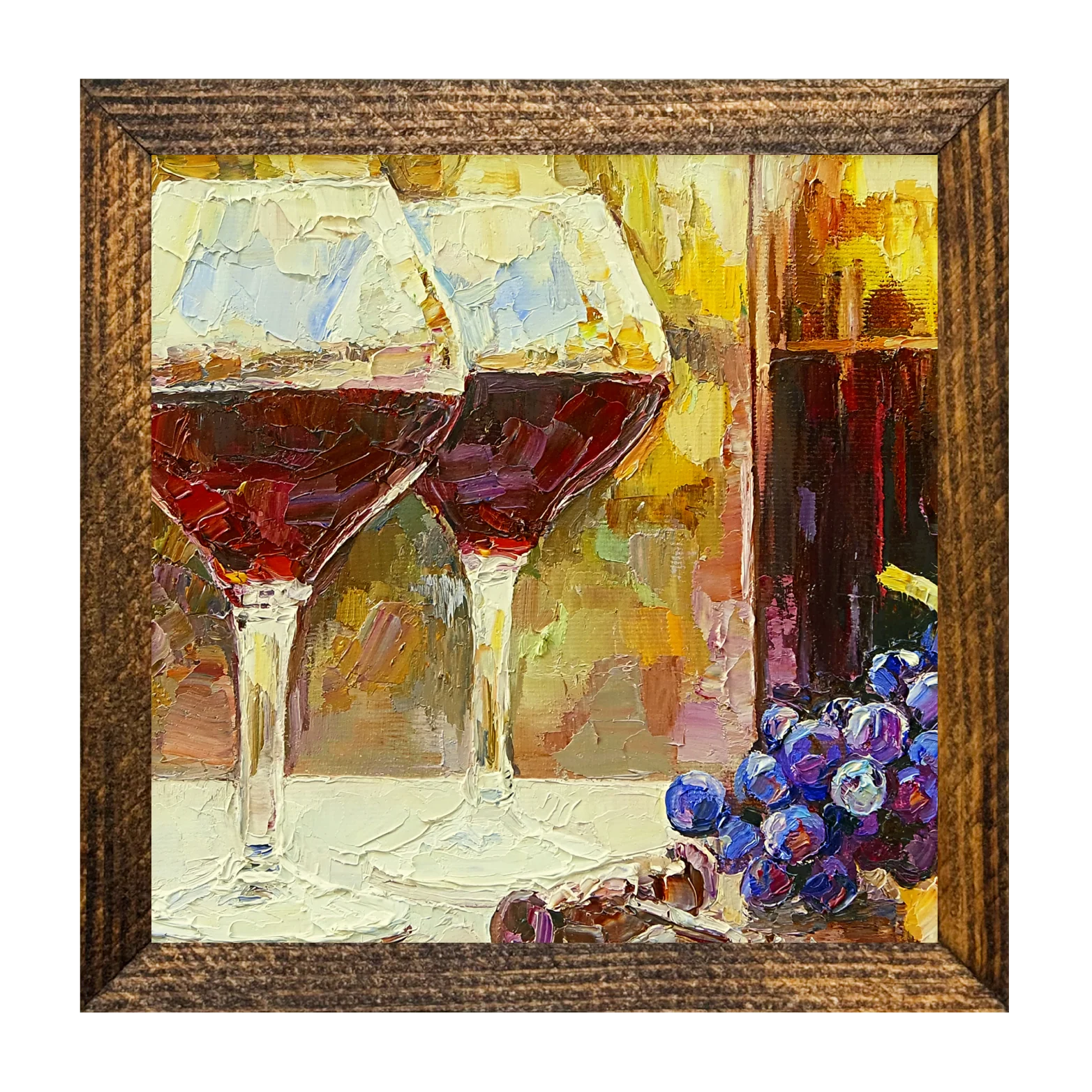RED WINE GLASSES AND GRAPES