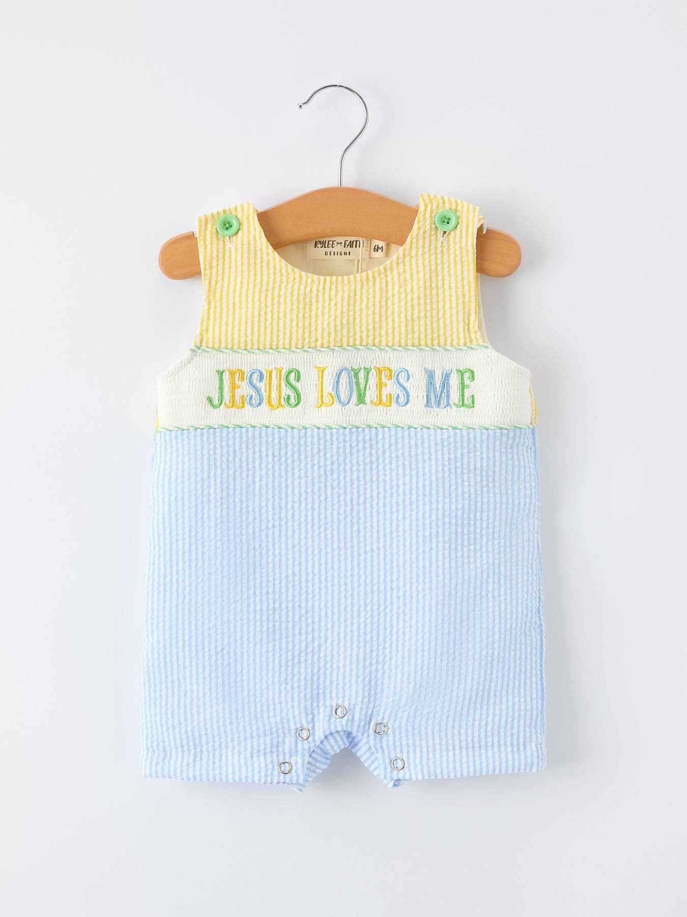 "Jesus Loves Me " Baby Boy Romper: 12M
