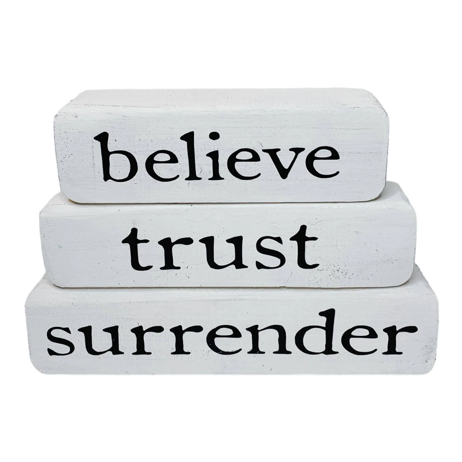 Believe Trust Surrender – Brown Stacked Blocks - Image 2