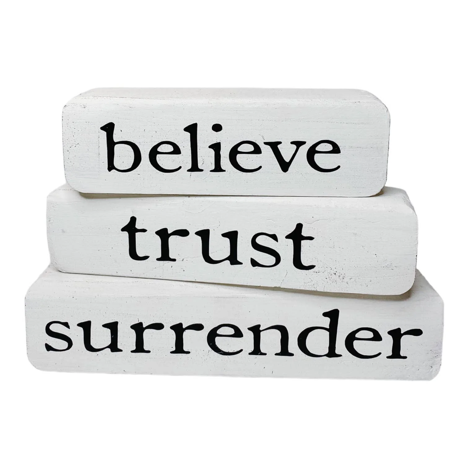 Believe Trust Surrender – Brown Stacked Blocks - Image 3