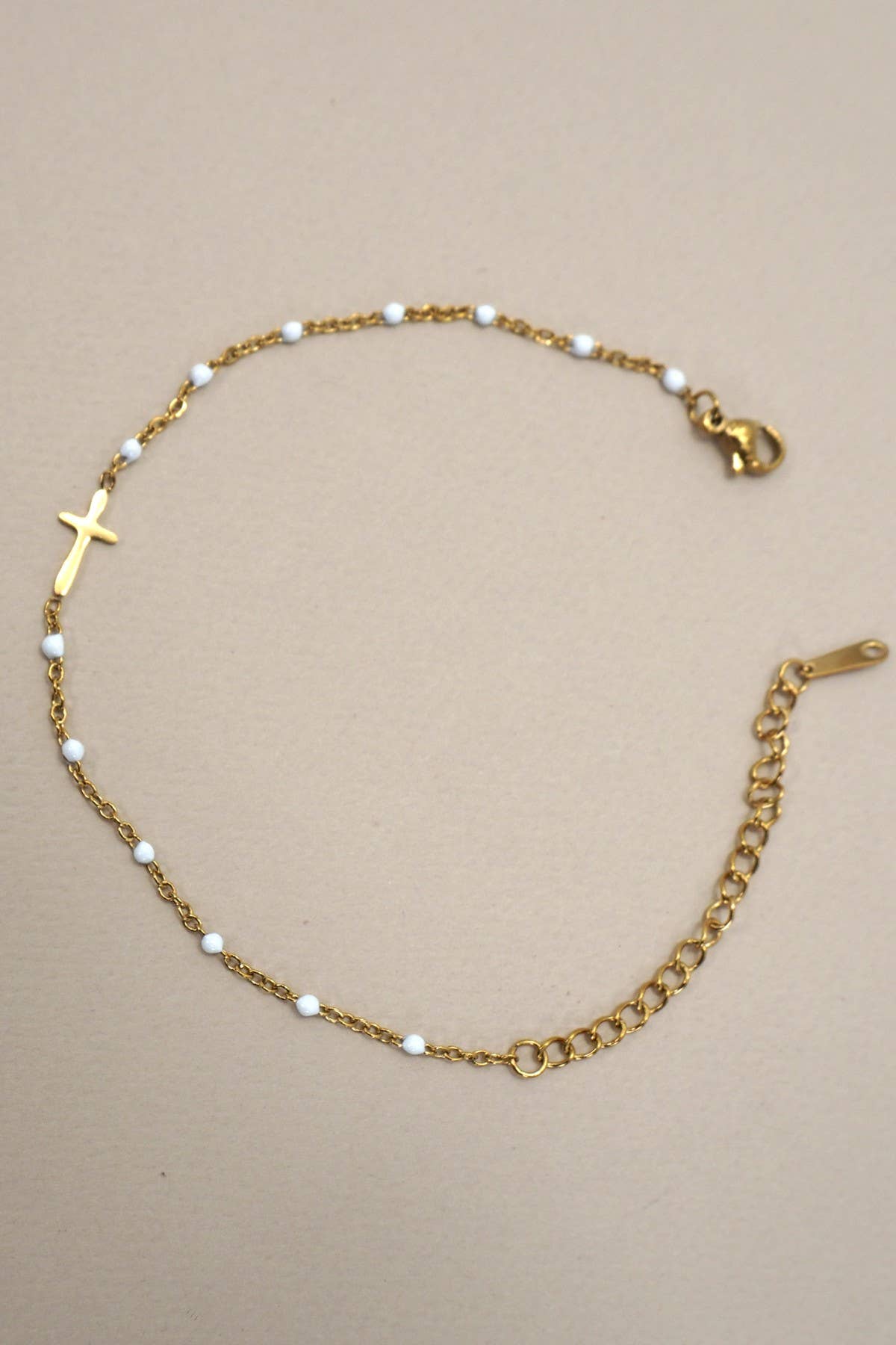 18K STAINLESS STEEL TARNISH FREE CROSS BRACELET | 40B5176 - Image 5