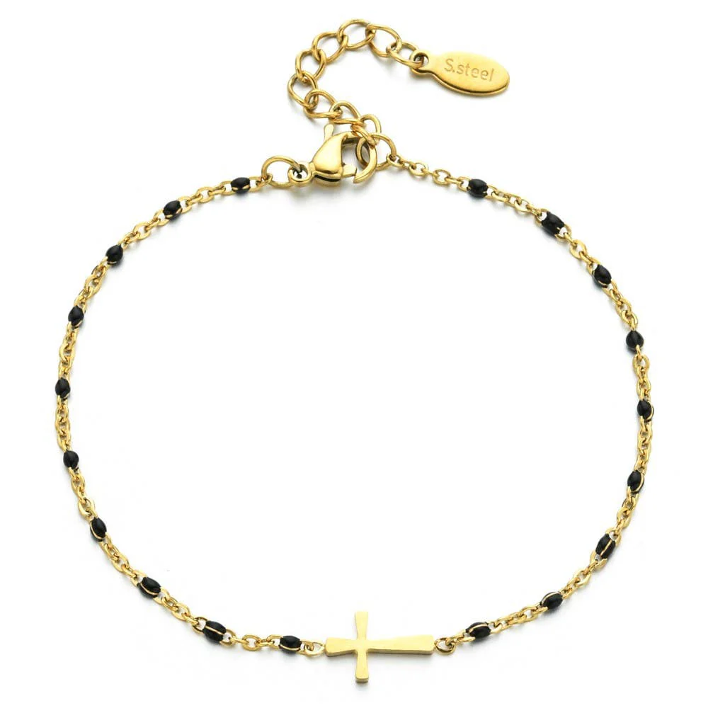 18K STAINLESS STEEL TARNISH FREE CROSS BRACELET | 40B5176 - Image 6