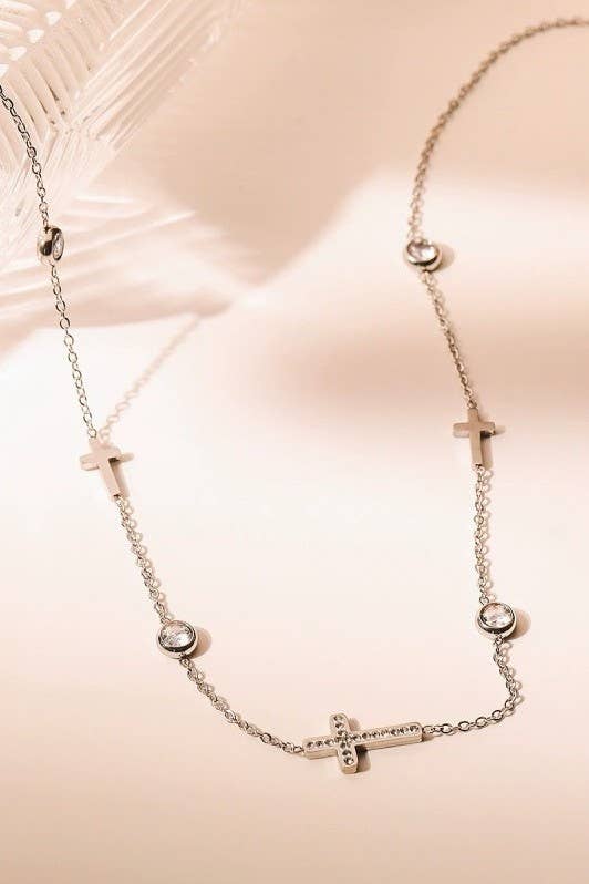 18K STAINLESS STEEL TARNISH FREE CROSS NECKLACE | 40NK9453 - Image 4