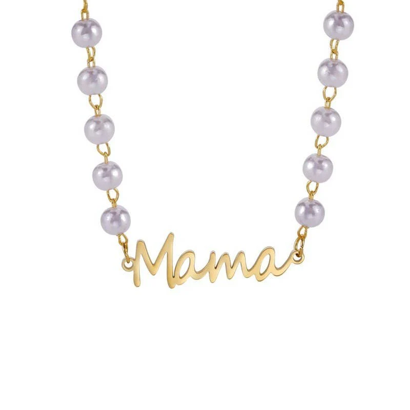 18K STAINLESS STEEL TARNISH FREE MAMA NECKLACE | 40NK9454 - Image 2