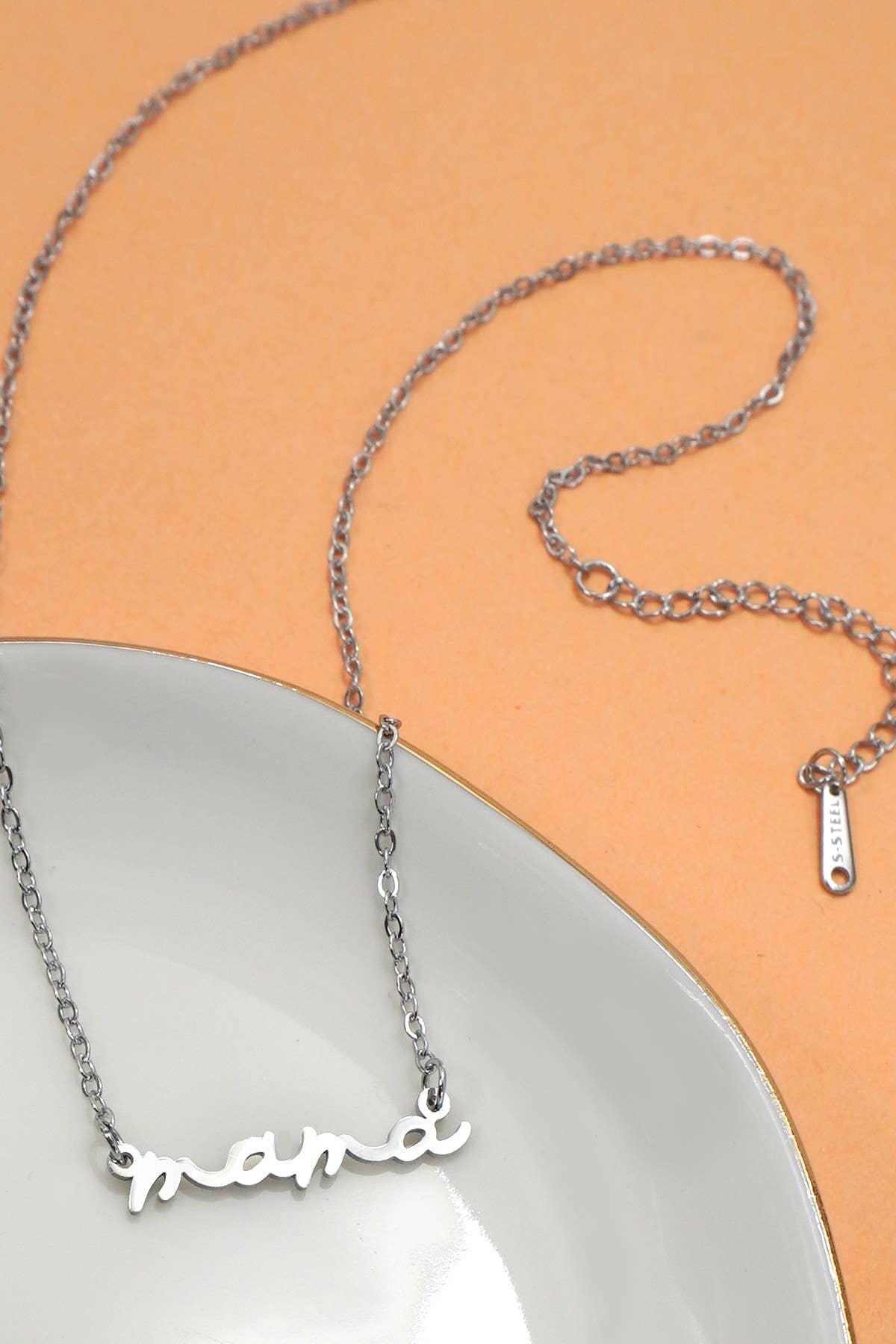 18K STAINLESS STEEL TARNISH FREE MAMA NECKLACE | 40NK9479 - Image 2