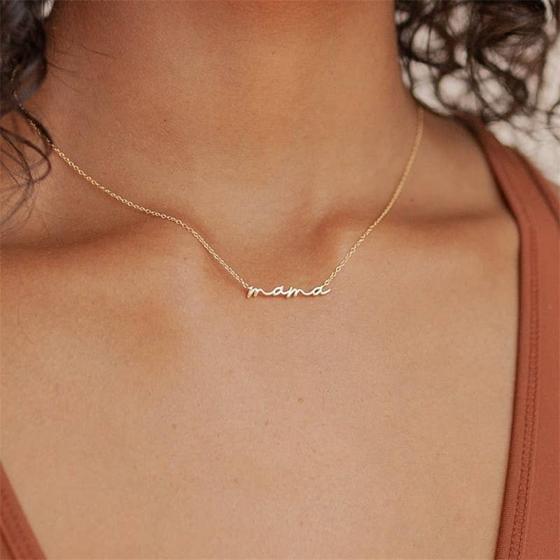 18K STAINLESS STEEL TARNISH FREE MAMA NECKLACE | 40NK9479 - Image 5