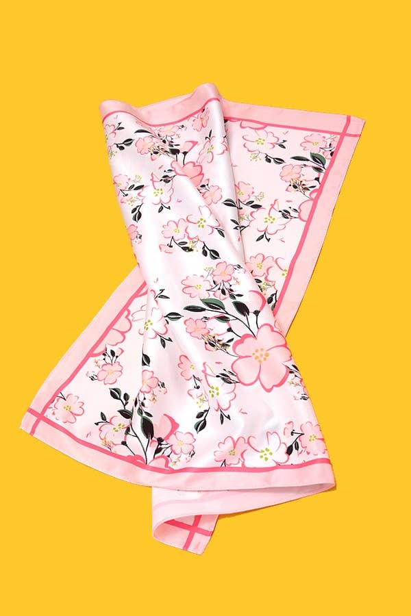 FLOWER LEAF SILKY FEEL BANDANA SCARF - Image 2