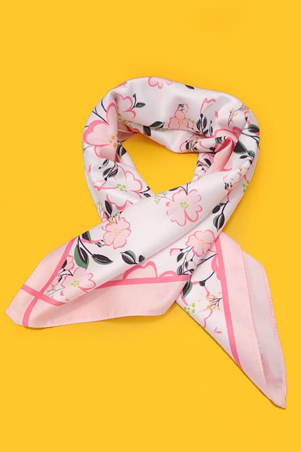 FLOWER LEAF SILKY FEEL BANDANA SCARF - Image 3