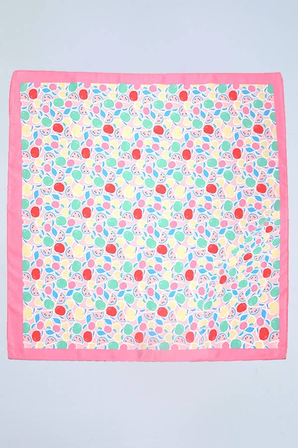 FRUIT PRINT SILKY FEEL BANDANA SCARF - Image 2