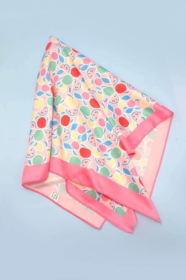 FRUIT PRINT SILKY FEEL BANDANA SCARF - Image 3