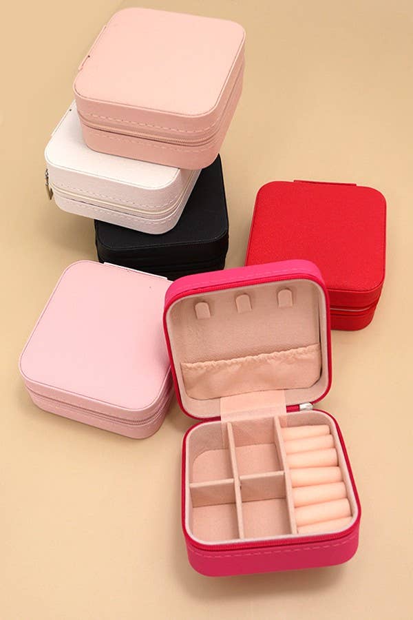JEWELRY ORGANIZER TRAVEL BOX CASE | Fuchsia - Image 4