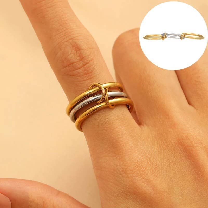 Stainless Steel Stackable Plain Band Rings Linked | 40R134 - Image 2
