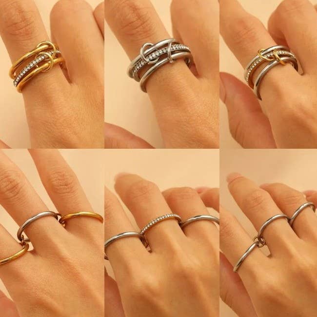 Stainless Steel Stackable Plain Band Rings Linked | 40R134 - Image 4