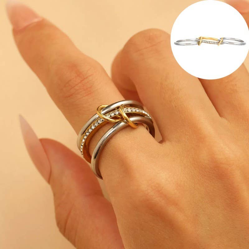 Stainless Steel Stackable Plain Band Rings Linked | 40R134 - Image 6